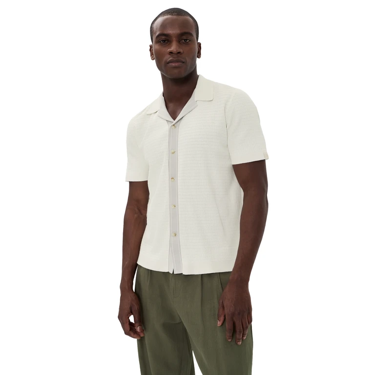 rag & bone Blocked Harvey Camp Shirt Chalk XL
