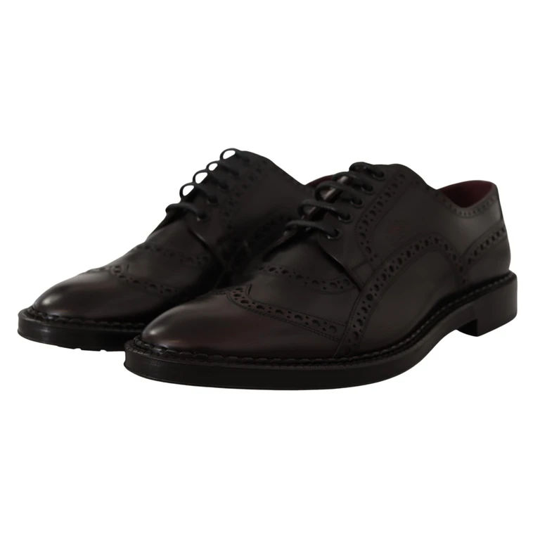 Purple Leather Oxford Wingtip Formal Shoes - Men