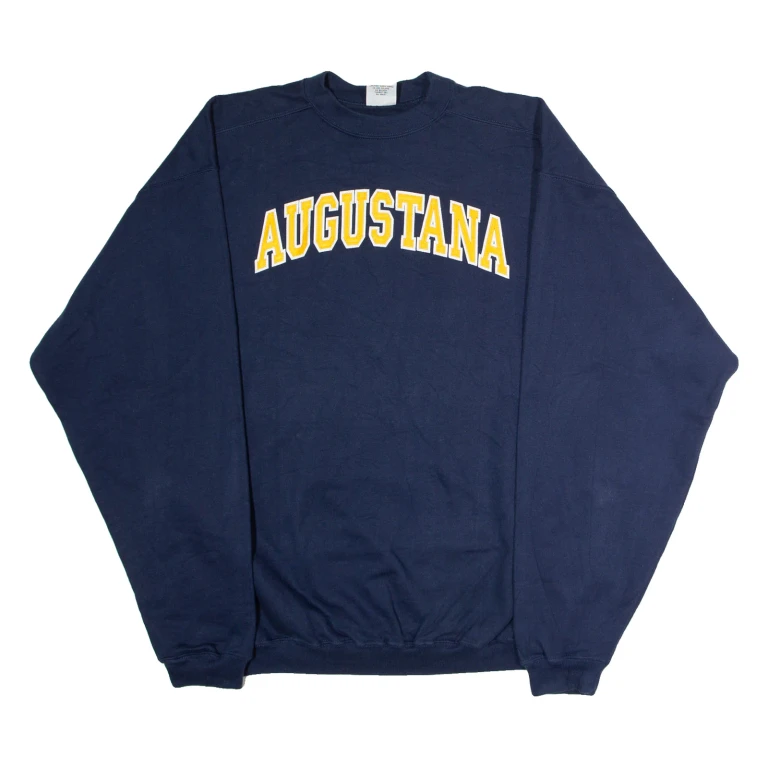 THE COTTON EXCHANGE Augustana Mens Sweatshirt Blue Crew Neck 90s USA XL