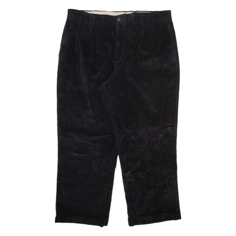 ROUNDTREE AND YORKE Mens Corduroy Trousers Black Relaxed Straight W38 L27