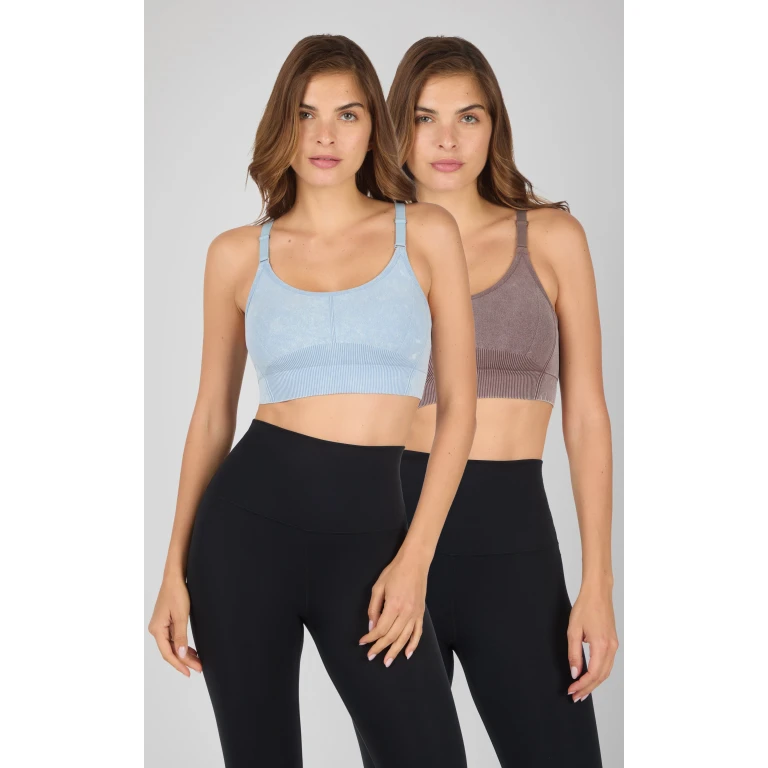 2PK Stone Wash Seamless Ribbed Maelis Bra