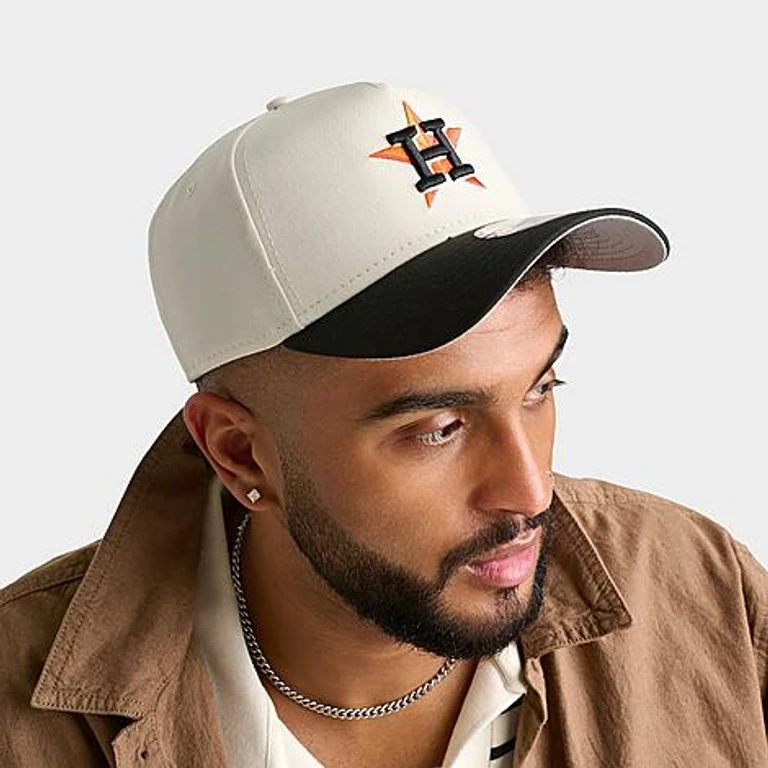 Houston Astros MLB 9FORTY A-Frame Snapback Hat in Chrome/Black
