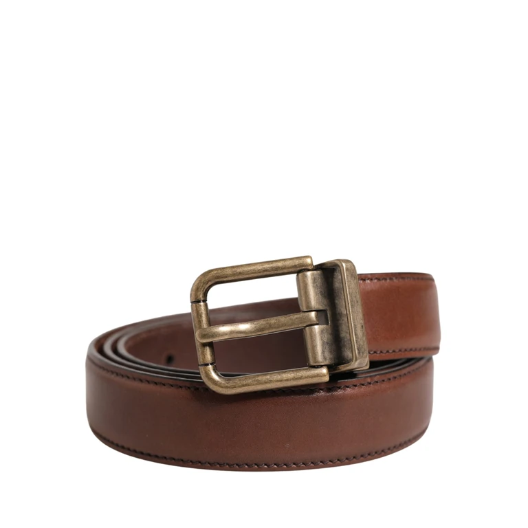 Dolce & Gabbana Men Brown Classic Leather Metal Buckle Belt Calf - Men