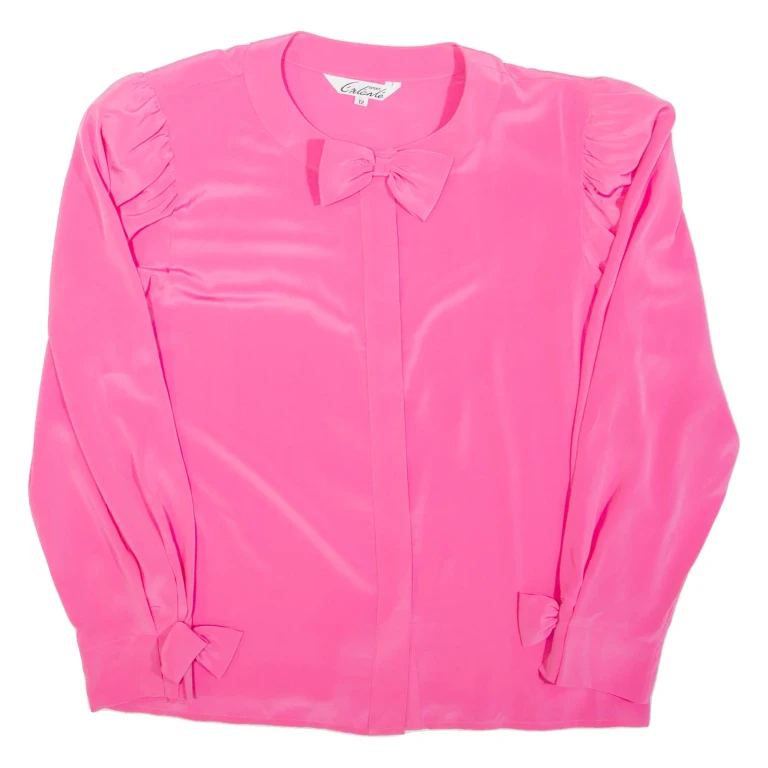 Womens Blouse Pink High Neck Long Sleeve XL