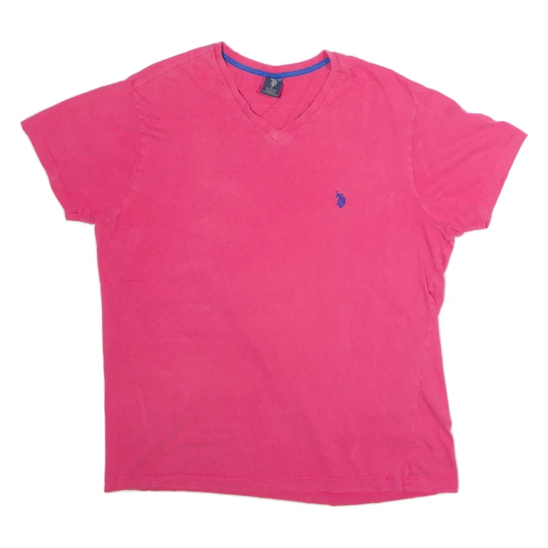 U.S. POLO ASSN Mens T-Shirt Pink V-Neck L