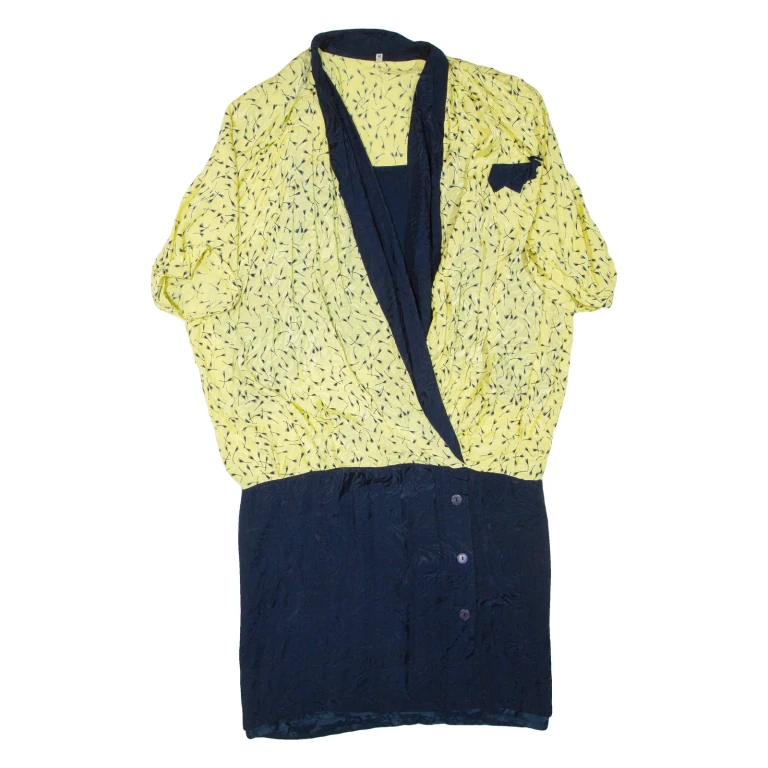 Womens Day Dress Yellow Short Sleeve Knee Length 2XL