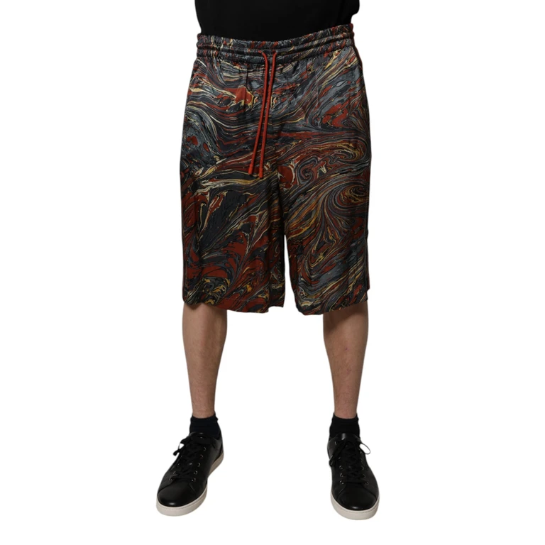Dolce & Gabbana Multicolor Marble Print Trouser Bermuda Shorts Polyester - Men