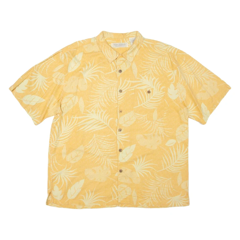 ISLAND REPUBLIC Mens Hawaiian Shirt Orange Floral XL