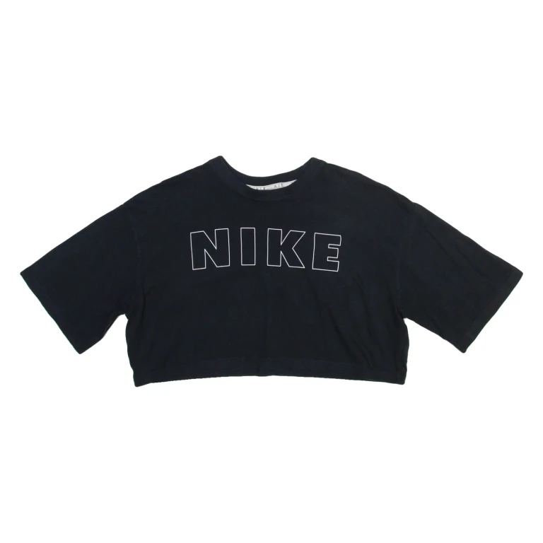 NIKE Air Cropped Womens T-Shirt Black Crew Neck L