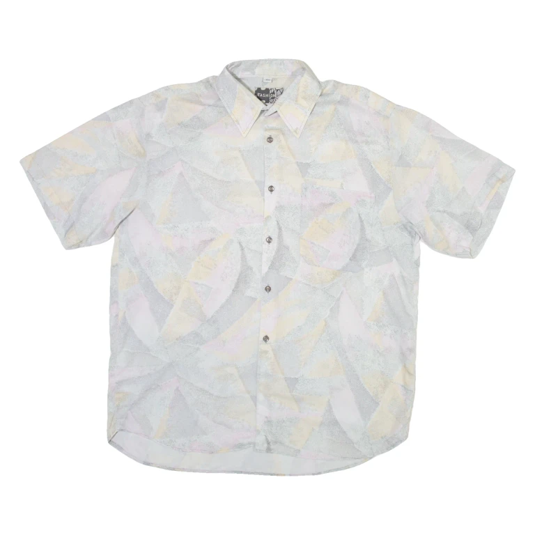 FASHION Mens Shirt Grey Geometric L