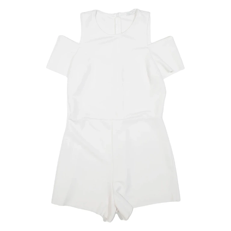 ZARA Womens Playsuit White Wide-Leg Viscose S