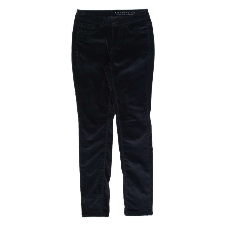 JIGSAW Richmond Fit Womens Velvet Trousers Black Slim Skinny W24 L28