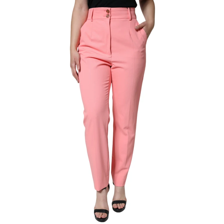 Dolce & Gabbana Rose Pink Polyester High Waist Tapered Pants Viscose Elastane - Women