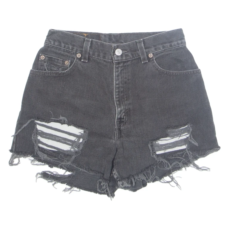LEVI'S 550 Cut Off Womens Denim Shorts Black Relaxed XS W26