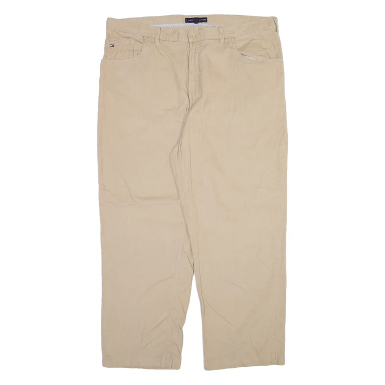 TOMMY HILFIGER Mens Corduroy Trousers Cream Regular Straight W40 L29