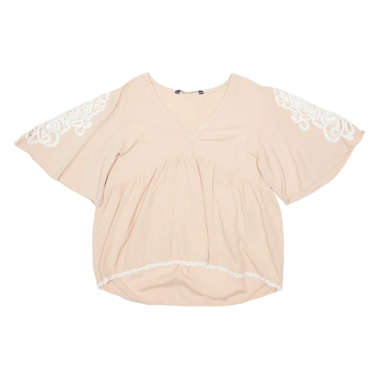ZARA Womens Blouse Pink V-Neck S