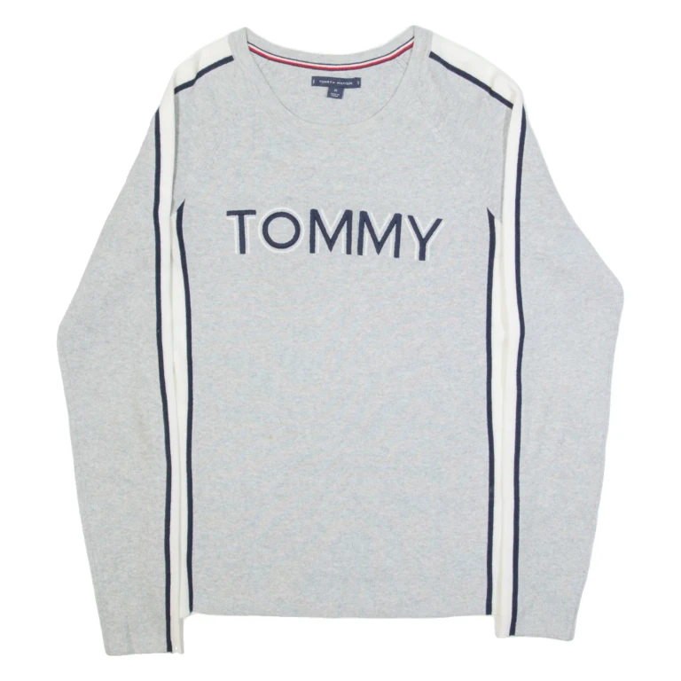 TOMMY HILFIGER Womens Jumper Grey Tight Knit M