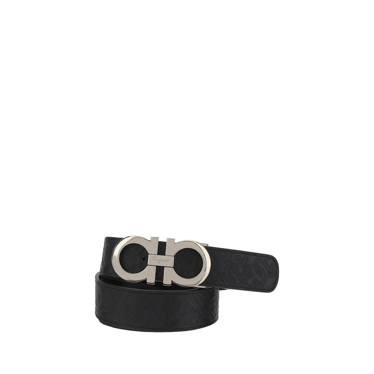 Ferragamo Black Calf Leather Bos Taurus Belt - Men