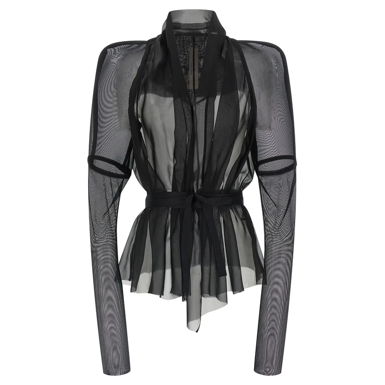 Rick Owens Black Silk Full-Length Jacket Clothing - Women