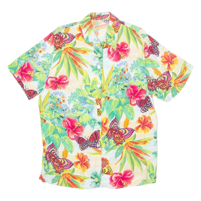 Womens Shirt Green Viscose 90s Floral UK 16