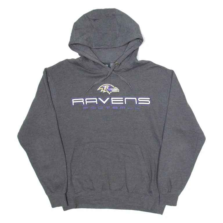 NFL Ravens Football Mens Grey Hoodie USA M