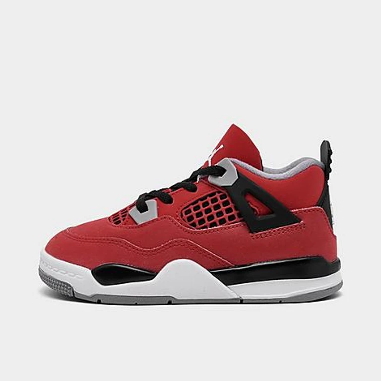 Jordan Kids Toddler Air Retro 4 Basketball Shoes in Fire Red/White/Black Size: 4.0