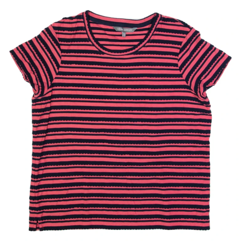 LAURA ASHLEY Womens Top Pink Striped UK 12
