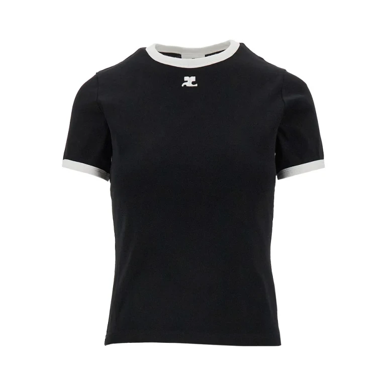 Cotton T-shirt with contrasting trims Woman M