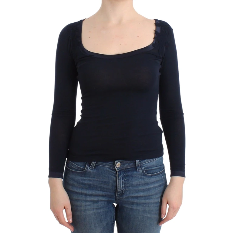 Ermanno Scervino Lingerie Blue Top Blouse Jumper Lace Rayon - Women