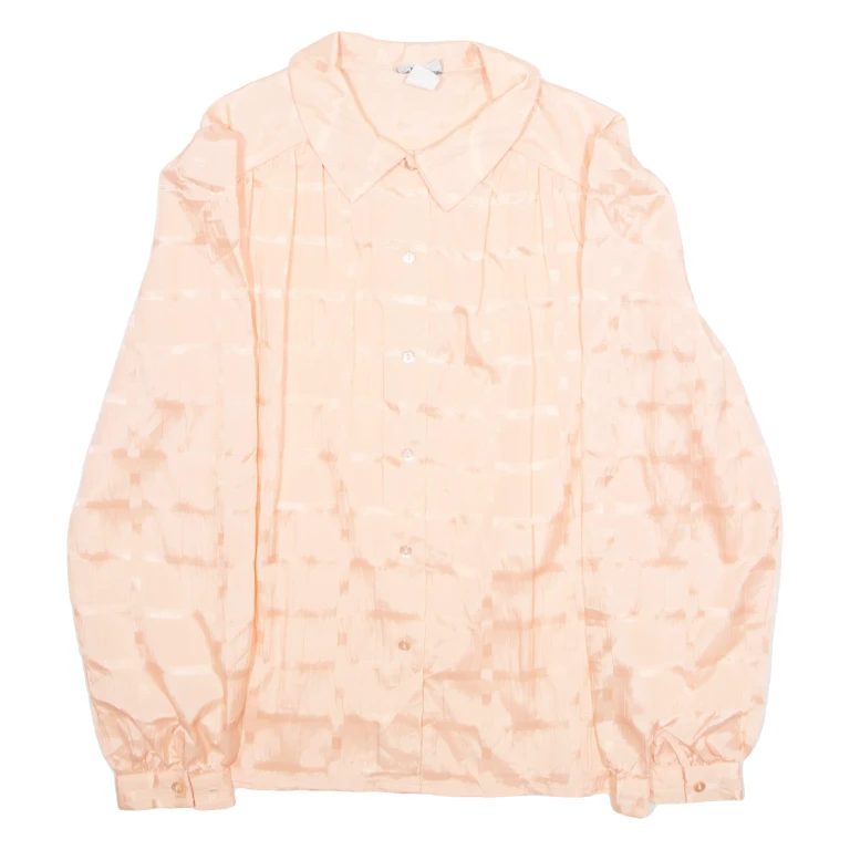 NISIONS Womens Blouse Pink Collared Long Sleeve M