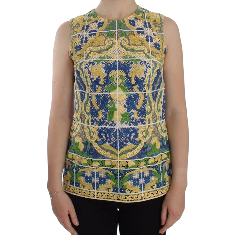 Dolce & Gabbana Multicolor Majolica Embroidered Sweater Cotton Clothing - Women