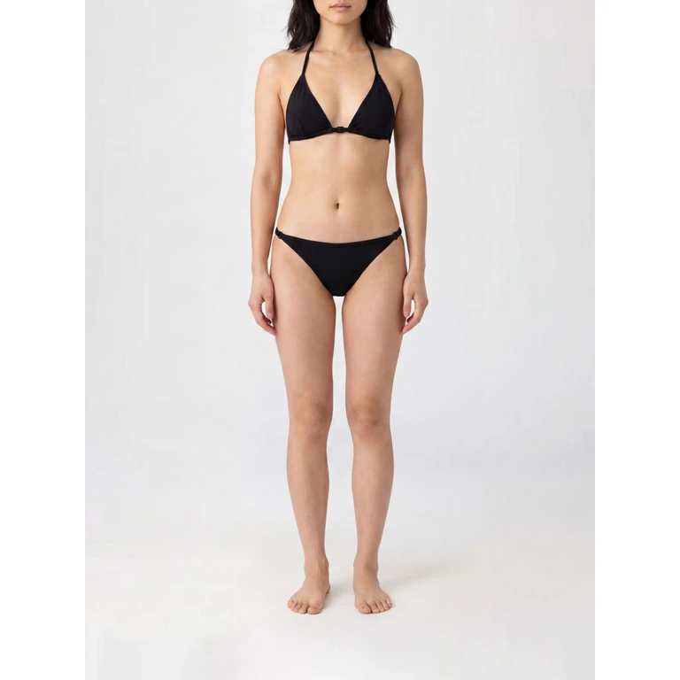 Triangle Bikini in Black Nylon with Tone-on-Tone Logo (226JMB056PA00439999)
