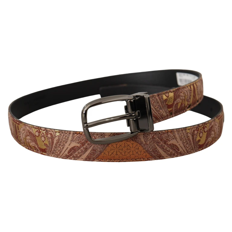 Dolce & Gabbana Multicolor Embossed Leather Black Metal Buckle Belt - Men