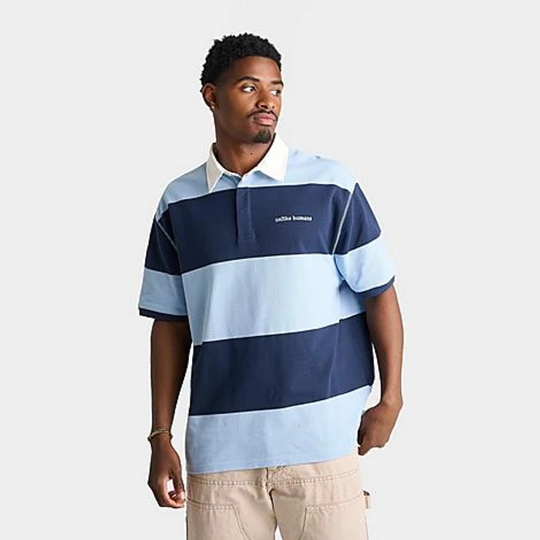 Unlike Humans Men's Jewel Polo Shirt in Blue Bell/Peacoat Size: Small