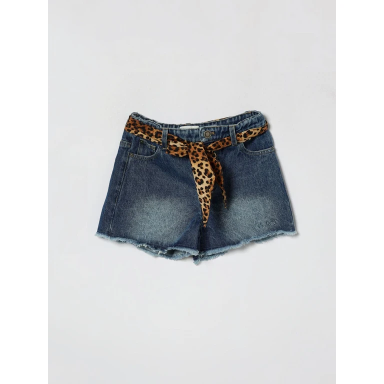 Boy's Denim Shorts with Belt and Animalier Details (KOK000100958L)