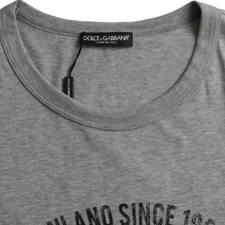 Dolce & Gabbana Gray Graphic Print Cotton Round Neck T-Shirt - Men
