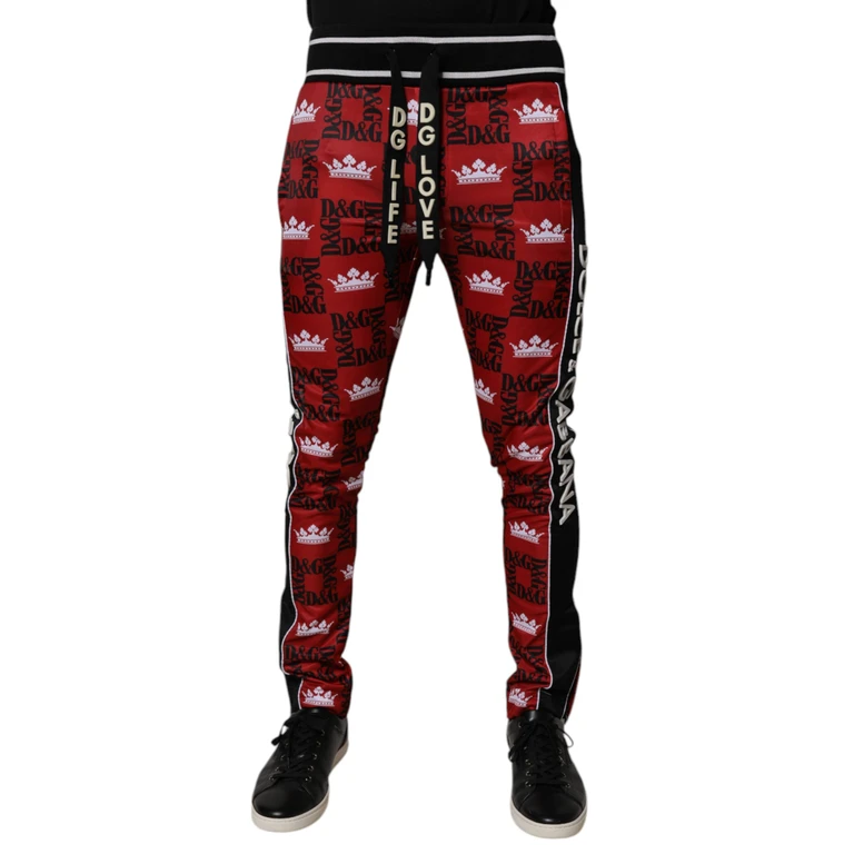 Red Crown Logo Monogram Men Sweatpants Pants Polyester - Men