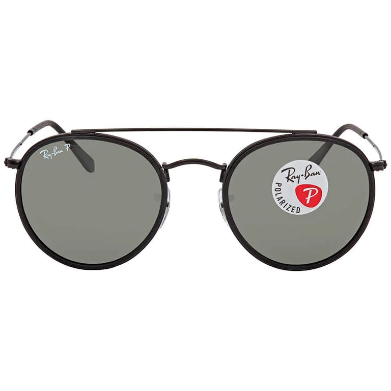 Ray Ban Round Double Bridge Polarized Green Classic G-15 Unisex Sunglasses RB3647N 002/58 51