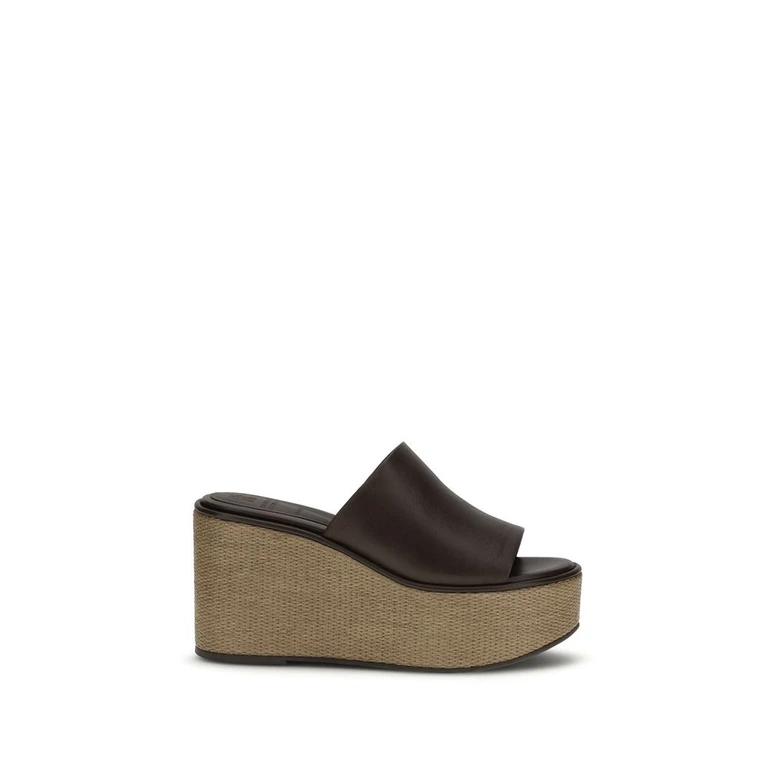 Sandalias de cuña de cuero para mujer Brunello Cucinelli