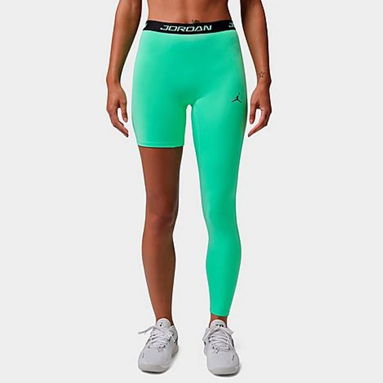 Nike Women's Jordan Sport High-Rise Single-Leg Basketball Tights (Left) in Green Glow/Black Size: XS