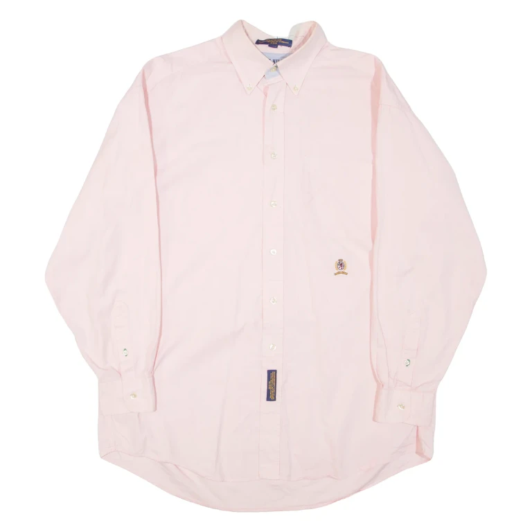 TOMMY HILFIGER Mens Plain Shirt Pink Long Sleeve XL