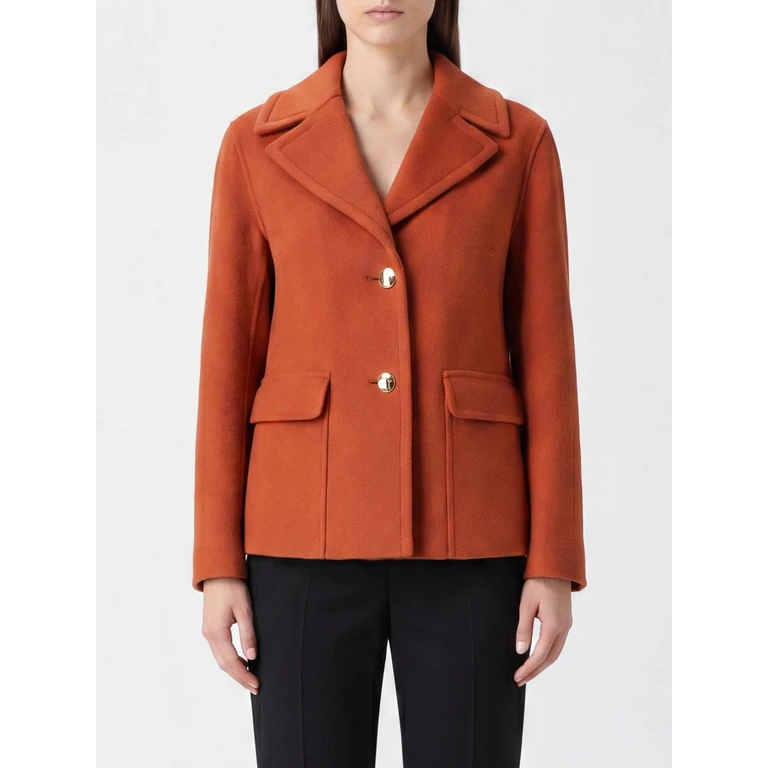 Short Single-Breasted Coat in Pure Virgin Wool with Lapel Collar (2629046031600076)