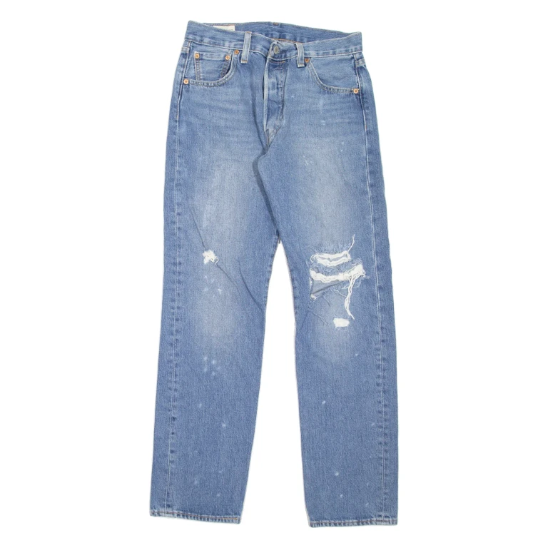 LEVI'S 501 BIG E Jeans 93 Distressed Mens Blue Straight Stone Wash W30 L32