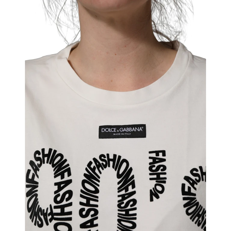 Dolce & Gabbana White Cotton Graphic Sleeveless Tank Top - Women