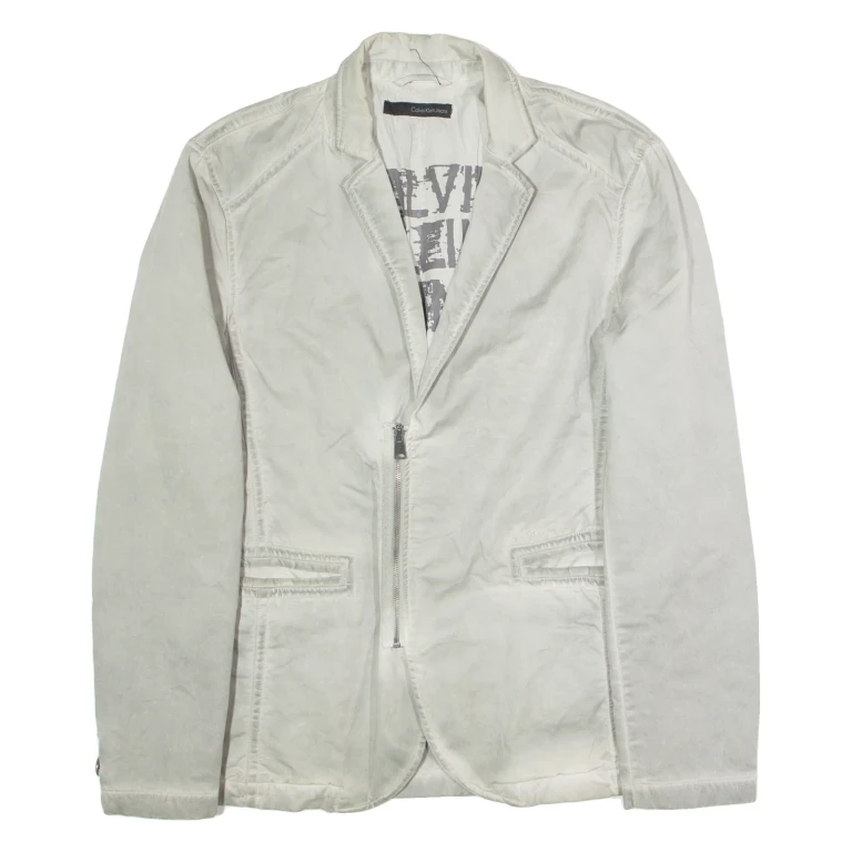 CALVIN KLEIN JEANS Womens Blazer Jacket Grey 2XL