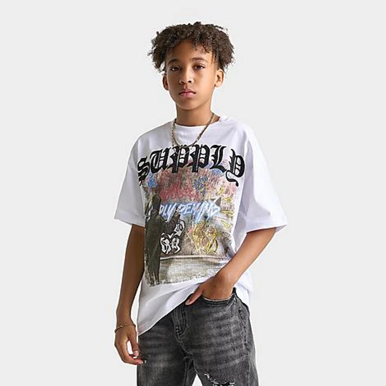 Big Kids Sprayer T-Shirt in Optic White Size: Small