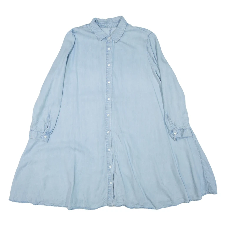 ZARA Womens Shirt Dress Blue Long Sleeve Short XS