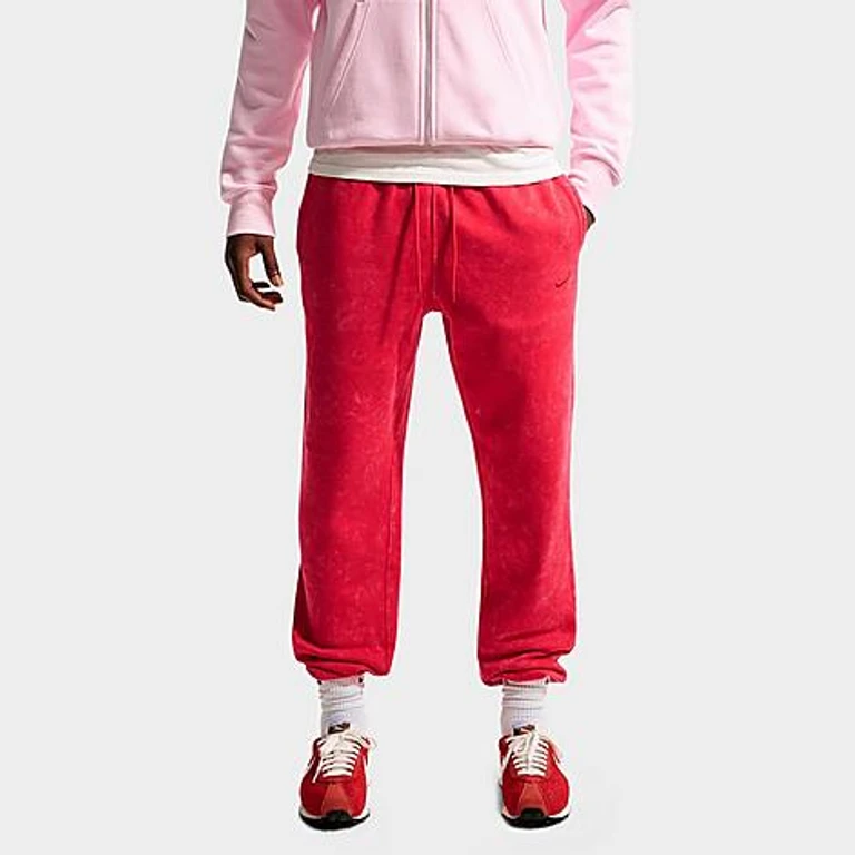 Nike Men's Sportswear Club Washed Cuffed Fleece Pants in University Red/University Red Size: XS