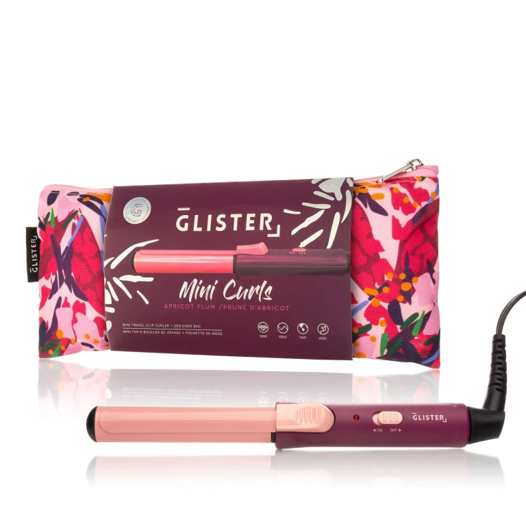 "Mini Curls" Travel Clip Curler with Carrying Pouch - Plum