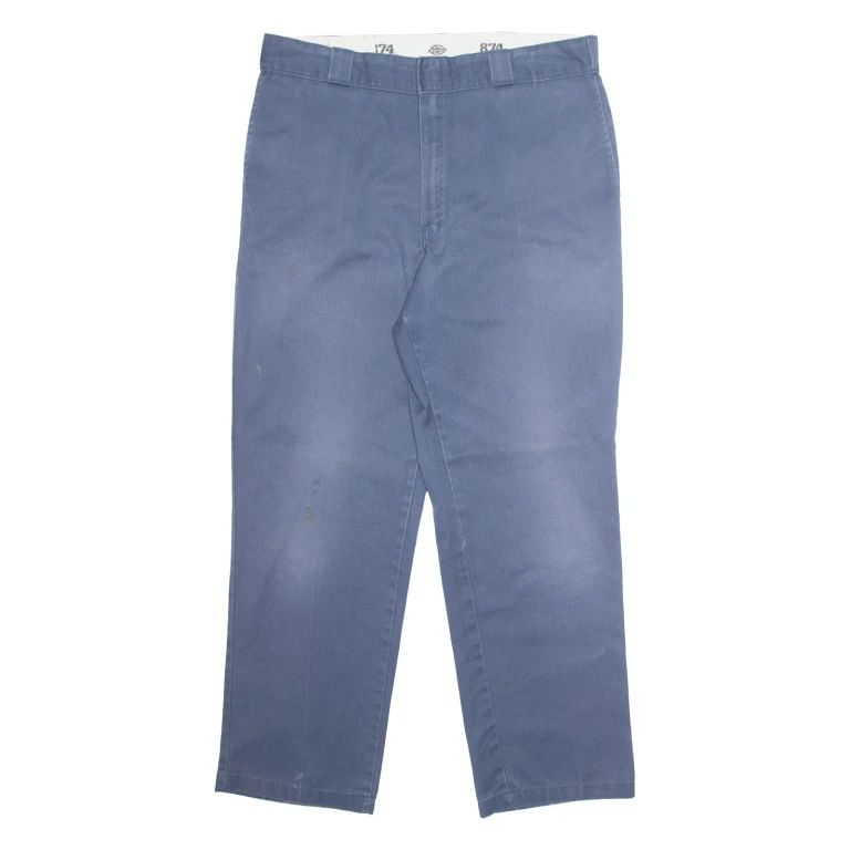 DICKIES Chino Workwear 874 Mens Trousers Blue Regular Straight W38 L32